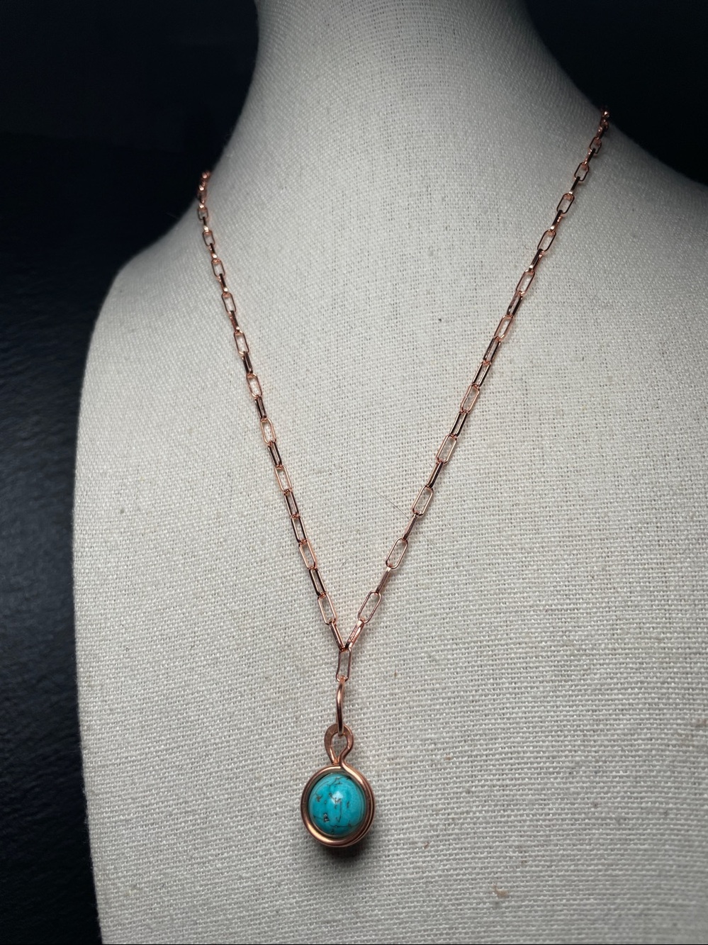 Artisan Turquoise Necklace Copper Paper Clip Chain
Magnetic Clasp - Picture 3 of 13